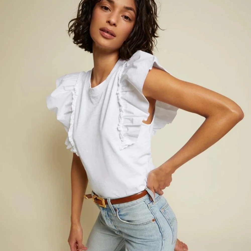 Nation LTD Para Boxy Ruffle Sleeve Tee